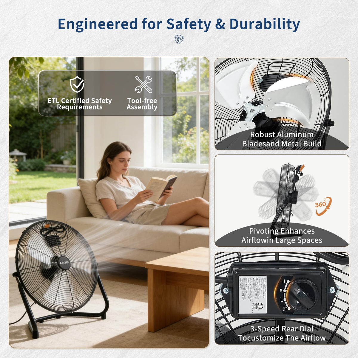 20 inch 3-Speed Metal Industrial Floor Fan G312