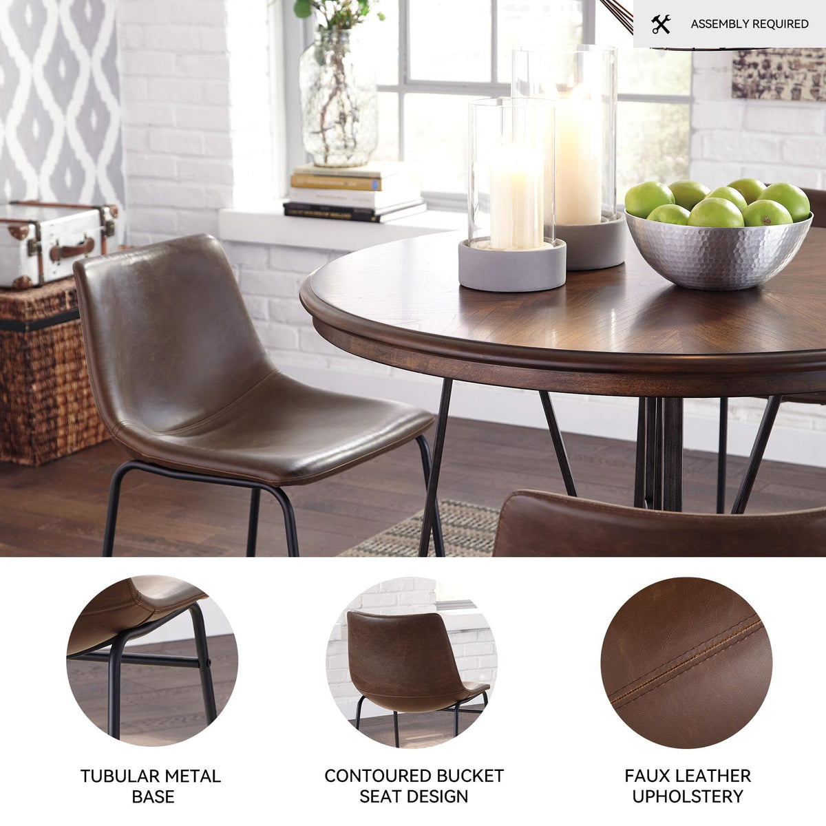 Mid-Century Dining Chair Set of 2 Brown V97458