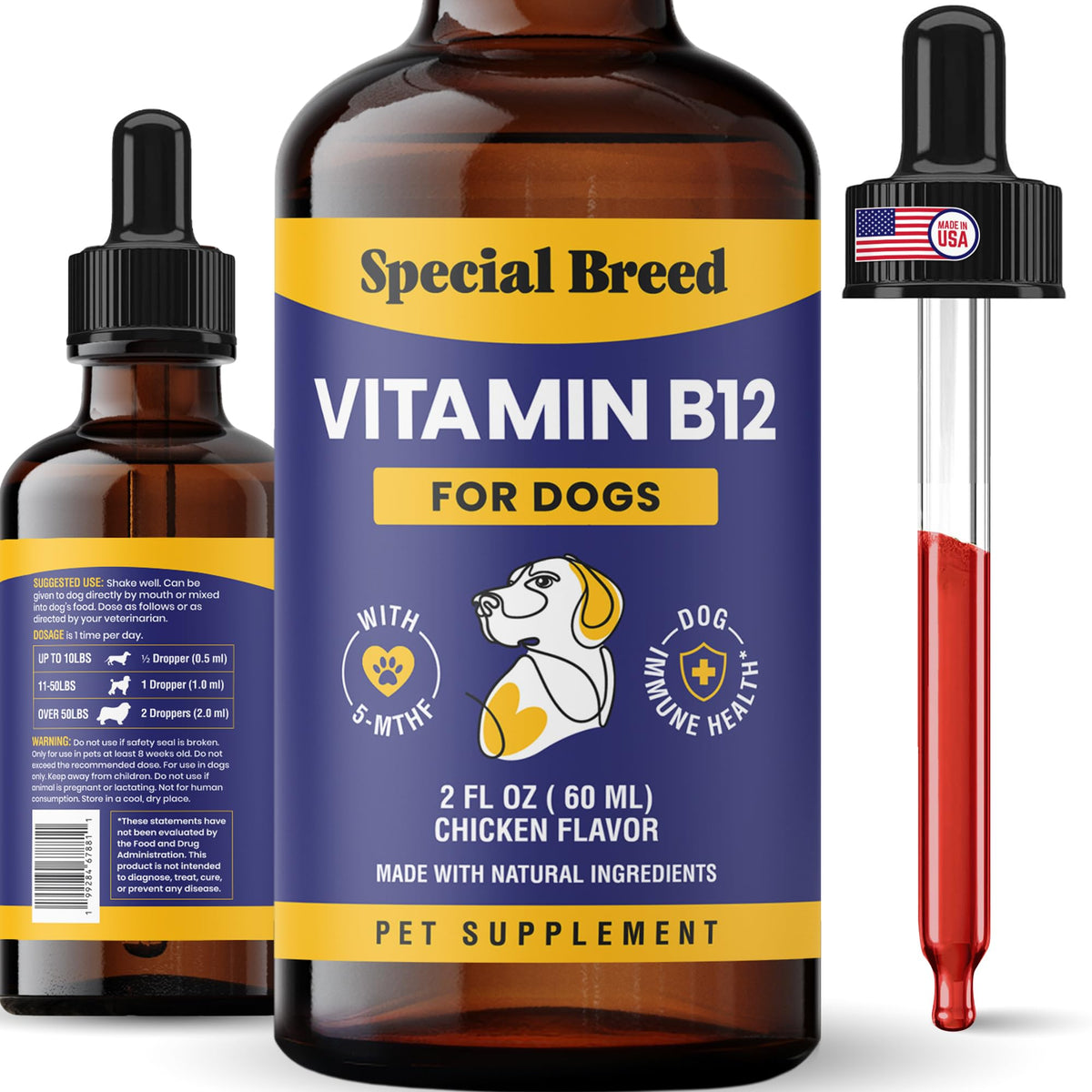Liquid Vitamin B12 for Dogs, Chicken Flavor, 2 fl oz A5151