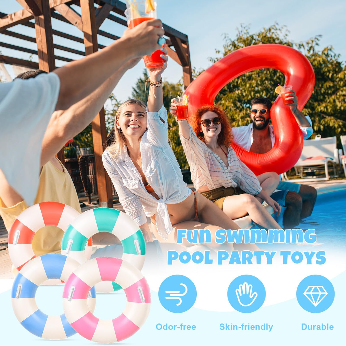 4Pcs Inflatable Pool Float with Handle B17253