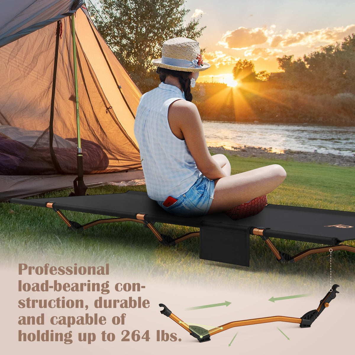 Foldable Camping Cot with Storage Bag V17346