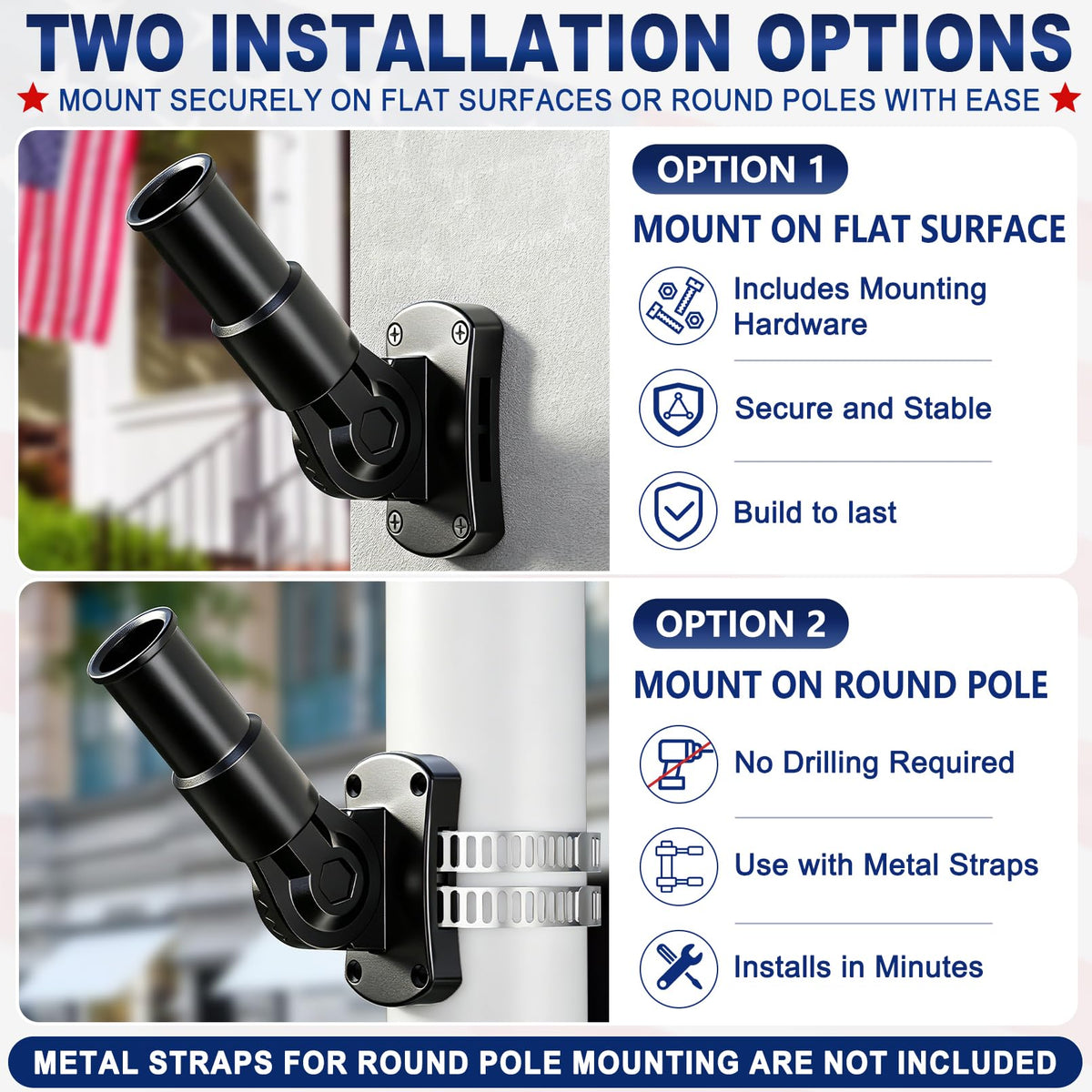 Heavy Duty Stainless Steel Flag Pole Holder L1456