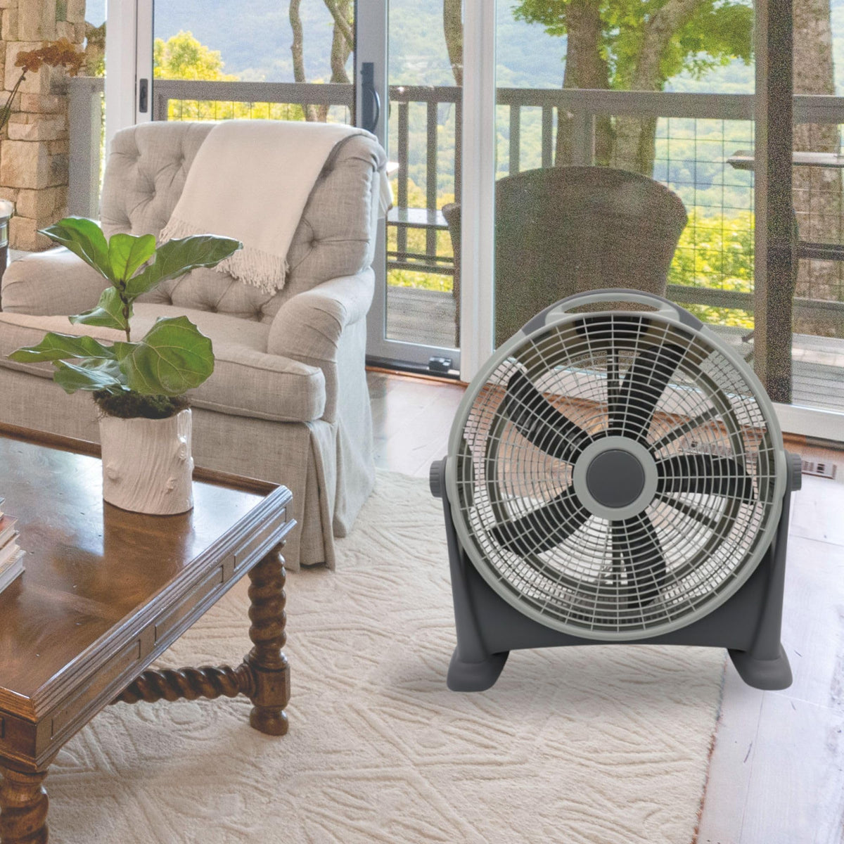 20 Inch High Velocity Fan, 3 Speed, White/Gray O667