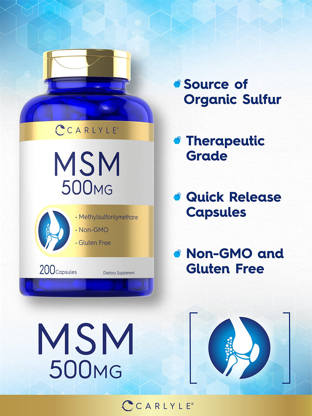 MSM Supplement Capsules 500mg 200 Count Z75696