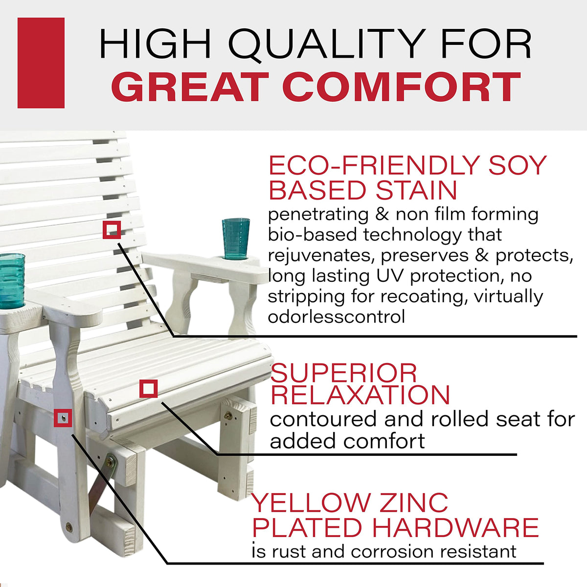 Heavy Duty 600 Lb High Back Glider Chair with Cupholders E548132