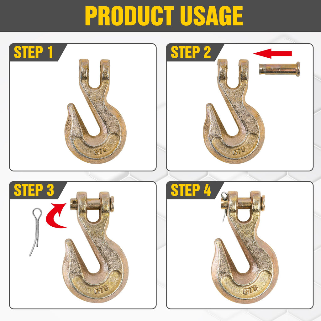 3/8" Clevis Grab Hooks 4 Pack Heavy Duty Chain Hook I40222