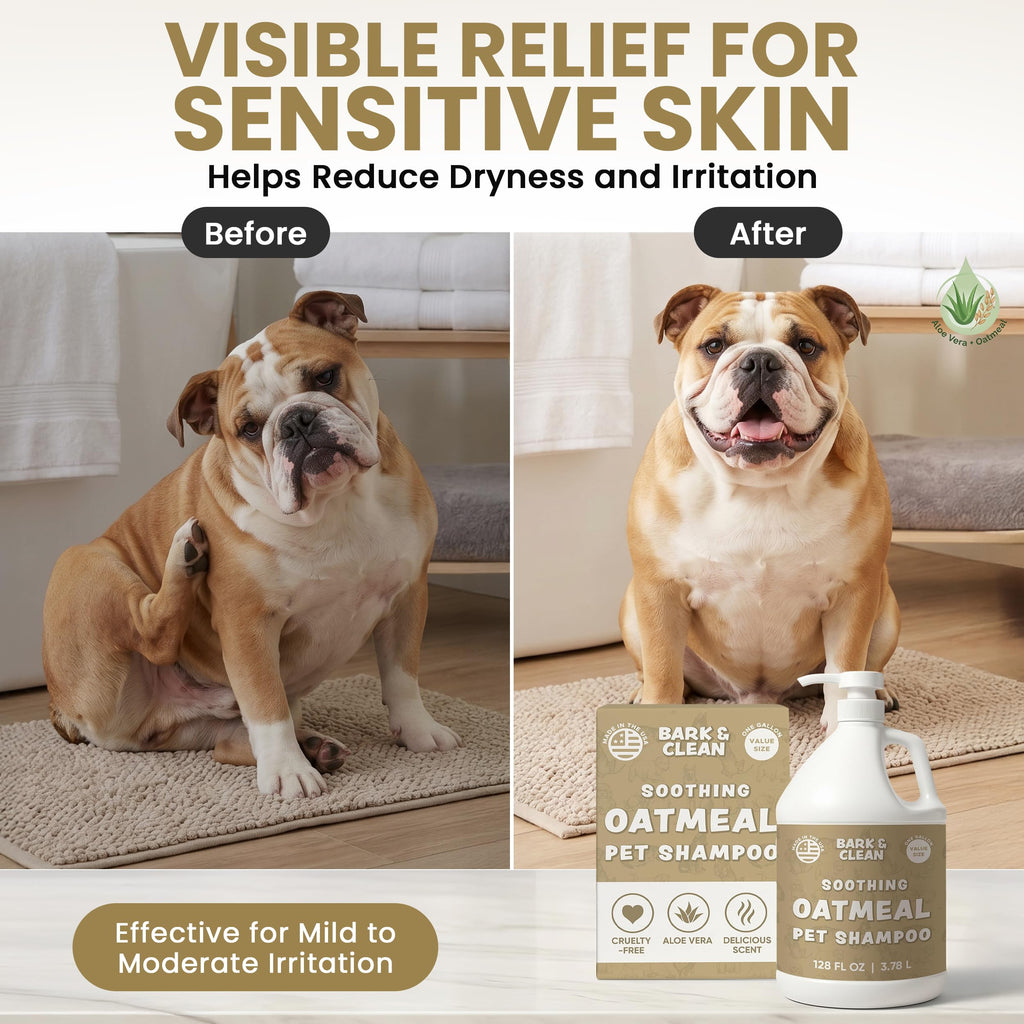 Oatmeal Dog Shampoo 1 Gallon with Pump Hypoallergenic Aloe Vera Coconut Oil U79940