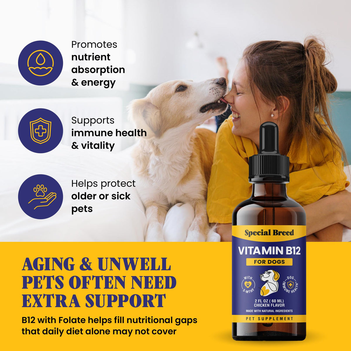Liquid Vitamin B12 for Dogs, Chicken Flavor, 2 fl oz A5151