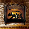 3-Panel Folding Metal Fireplace Screen Black L578