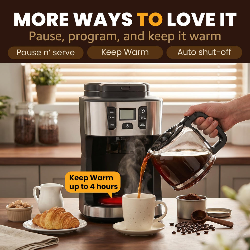 12-Cup Coffee Maker with Built-In Grinder V817