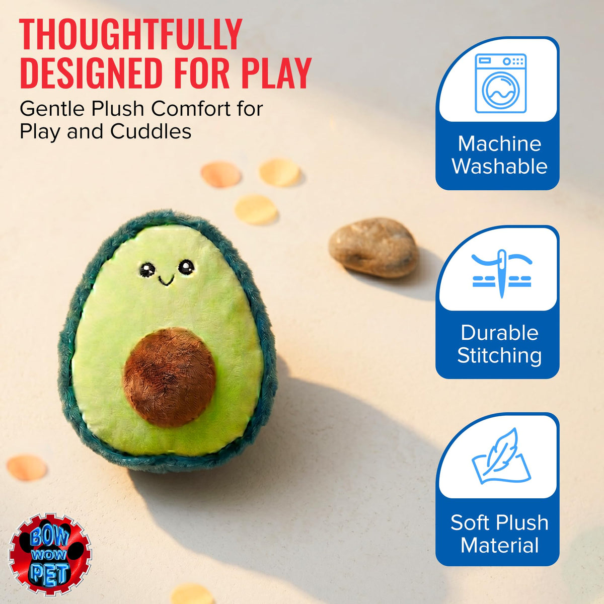 Avocado Plush Dog & Cat Toy with Squeaker T46301