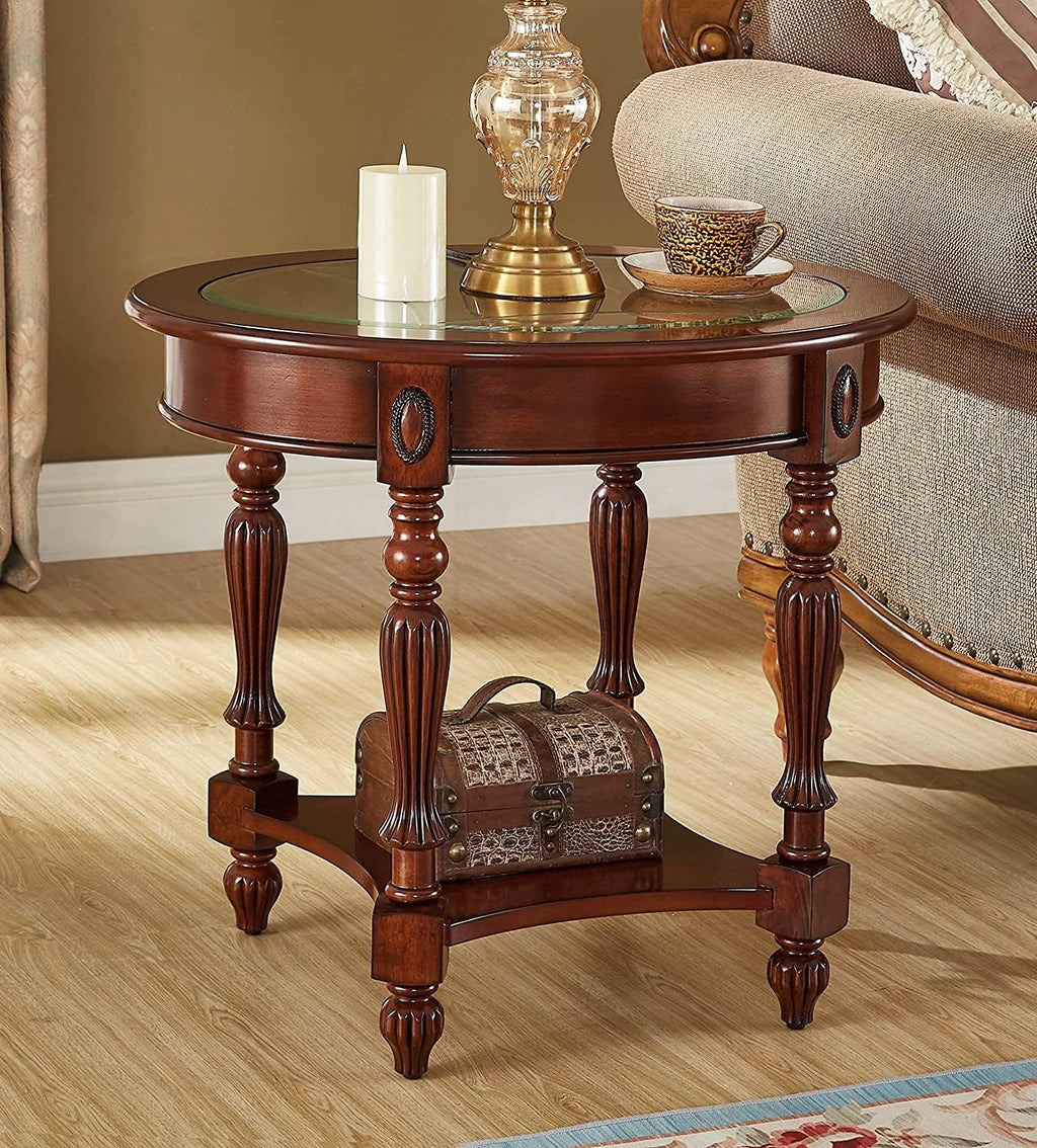 Solid Wood Oval End Table V7837