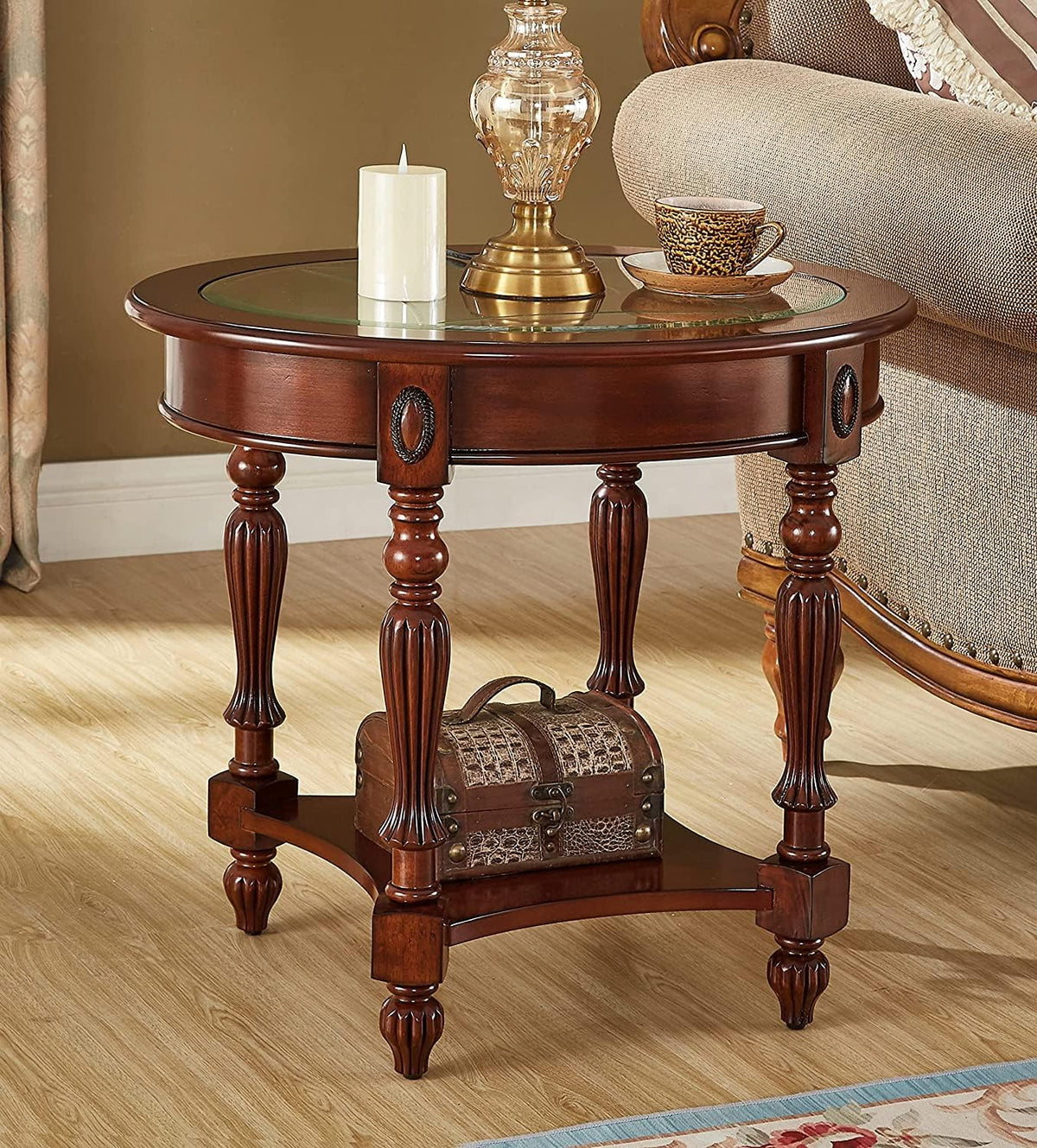 Solid Wood Oval End Table V7837