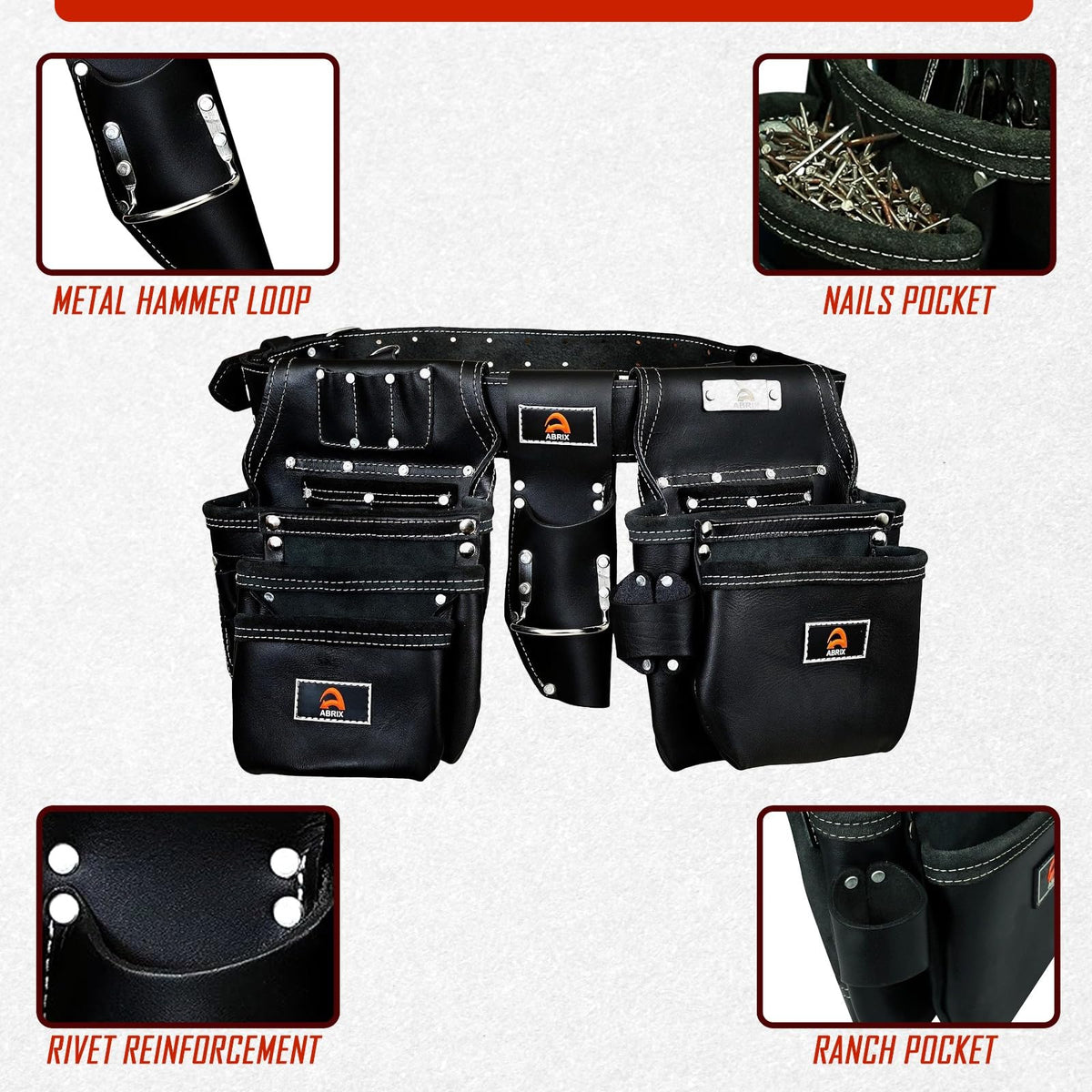 Heavy Duty 4MM Thick Genuine Leather Tool Belt M144463