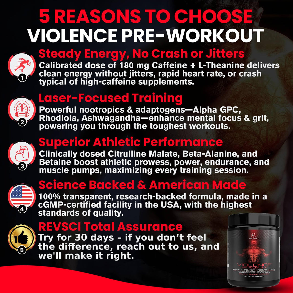 Pre Workout Powder 180 mg Caffeine L Theanine L Citrulline Malate Beta Alanine Alpha GPC 25 Servings Blood Orange S529274