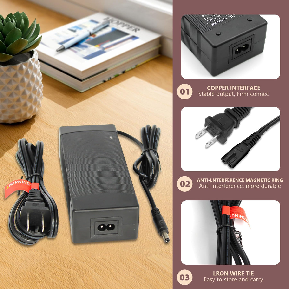 54.6V 2A Lithium Battery Charger with 5 Adapter Plugs O67755