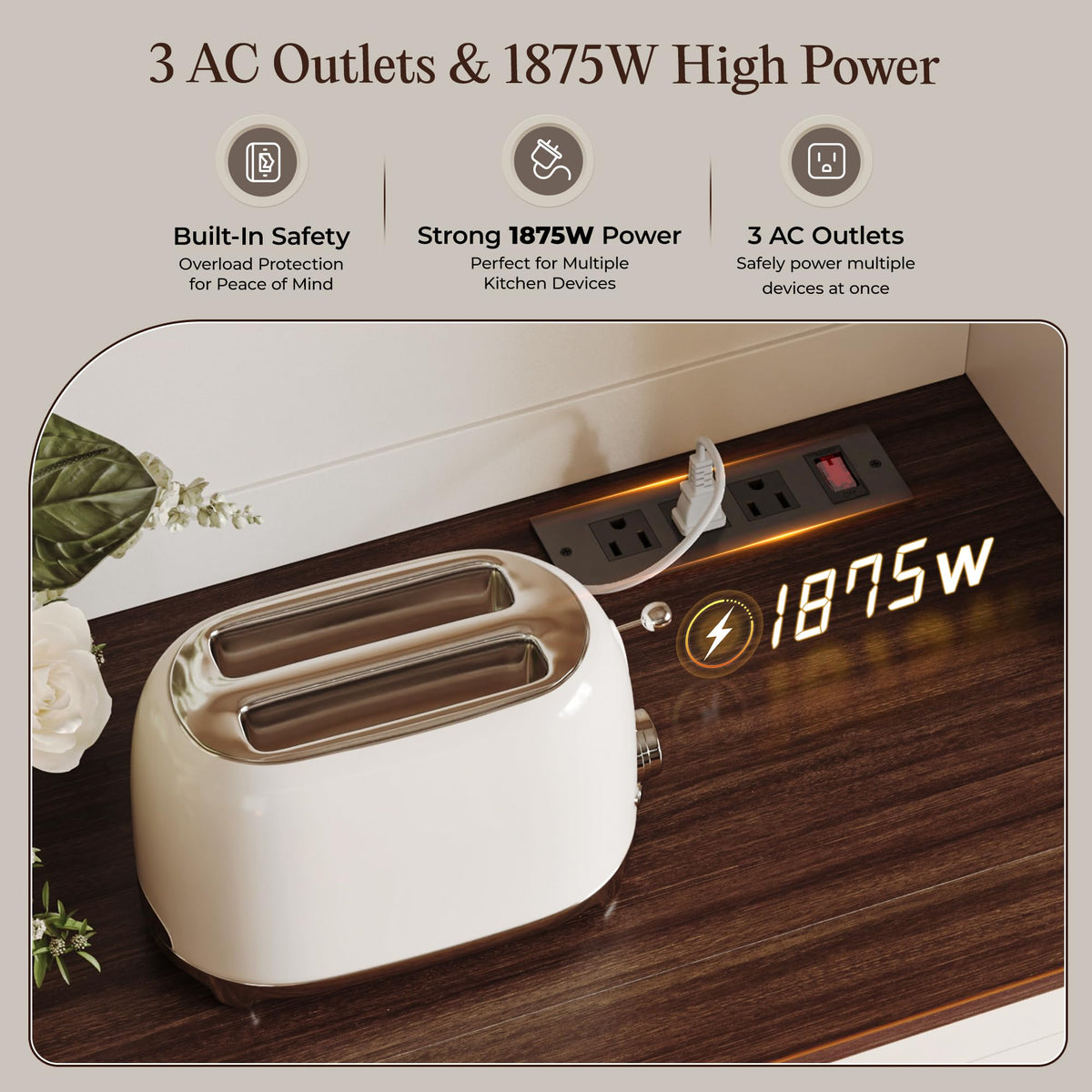 White Pantry Cabinet with Charging Station U75914