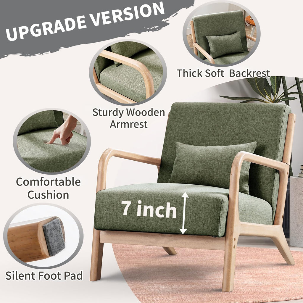 Mid Century Modern Accent Chairs Set of 2 Fabric Wood Armchair N164