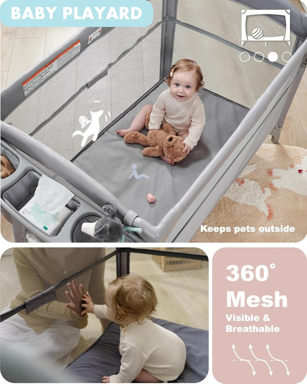 4-in-1 Baby Bassinet, Bedside Sleeper, Playard, Changing Table N926732