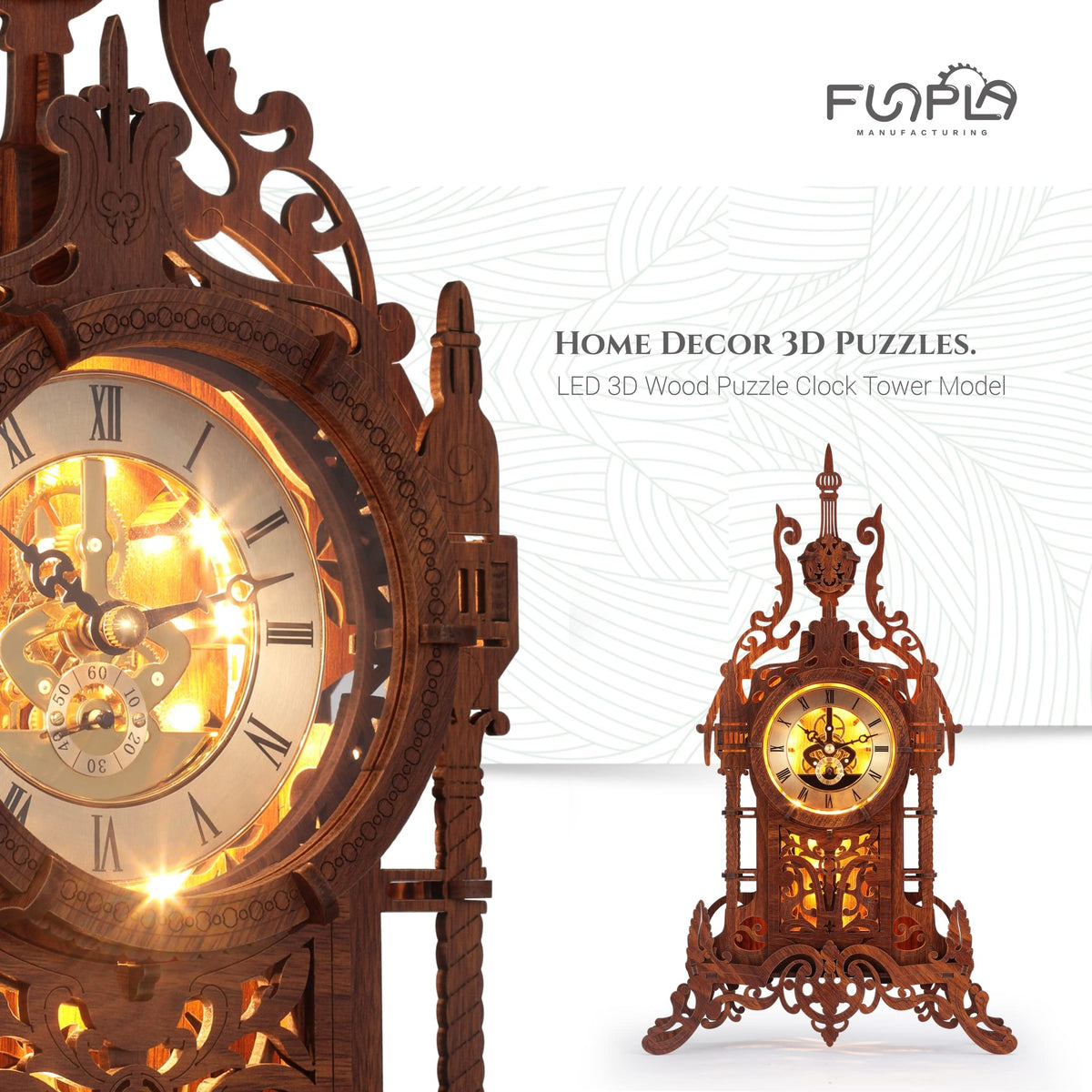 LED 3D Wood Puzzle Clock Tower A224687
