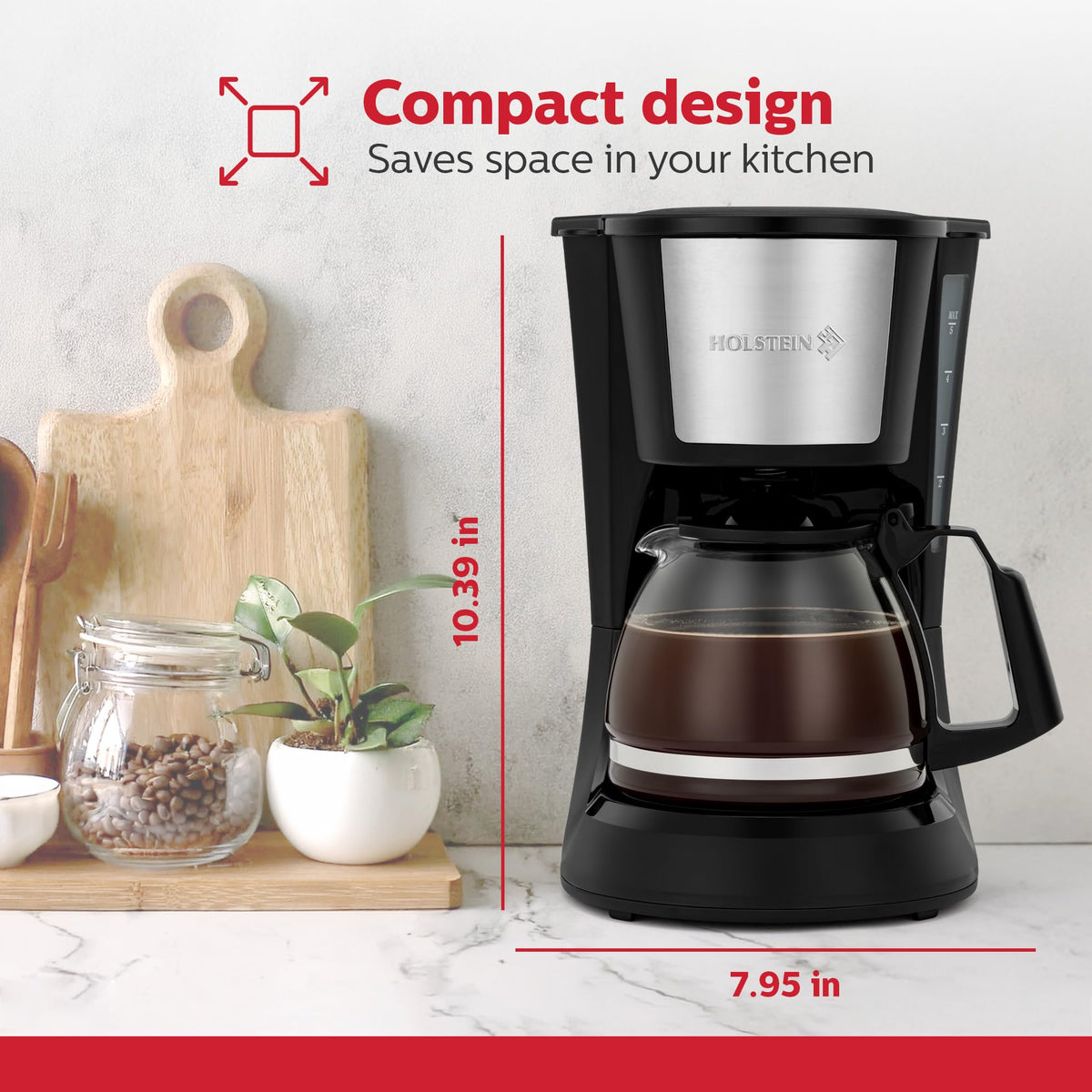 5 Cup Drip Coffee Maker with Glass Carafe Black O53026
