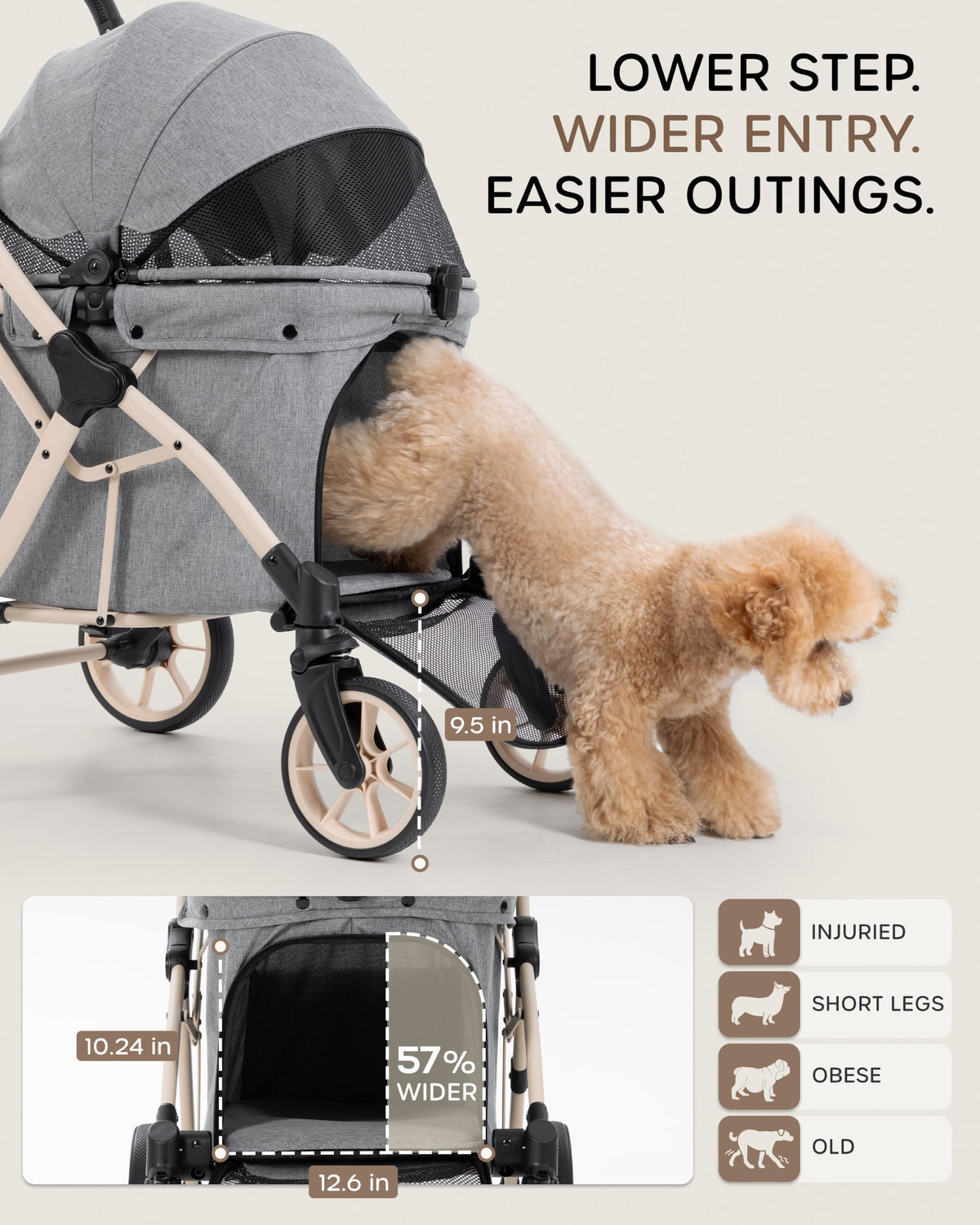 Dog Stroller with Rubber Wheels F84009