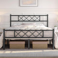 Black Full Metal Platform Bed Frame with Headboard T831532