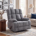 Oversized Chenille Grey Swivel Rocker Recliner Q734