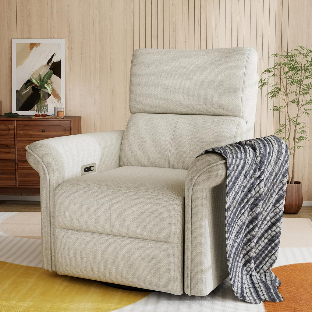 Fabric Light Gray Swivel Rocker Recliner Chair G48147