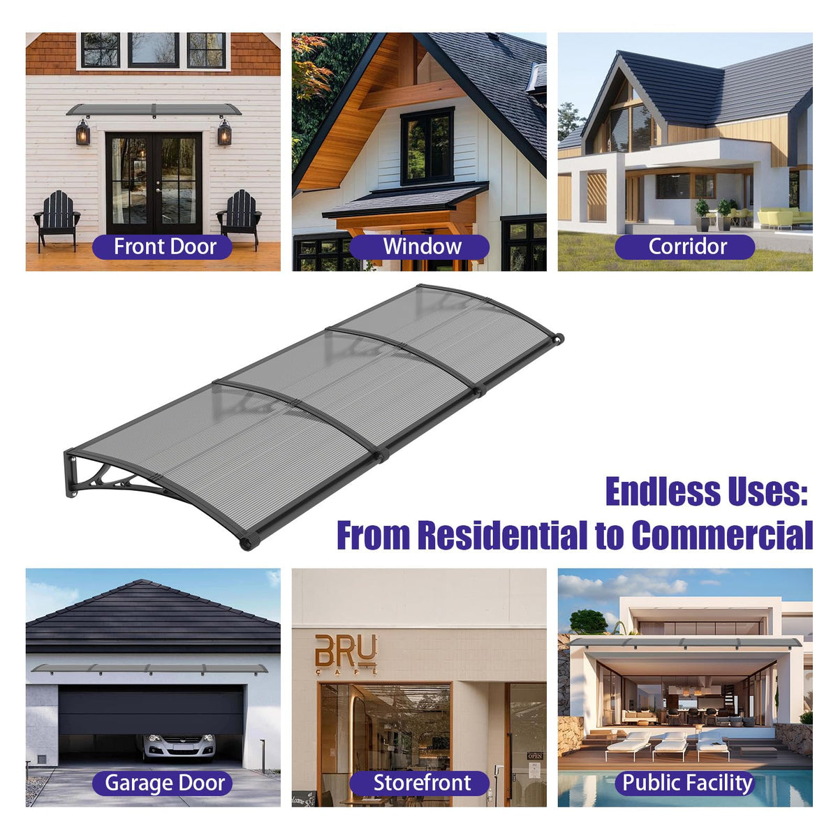 32" x 48" Window Door Awning Canopy with Drainage J911464