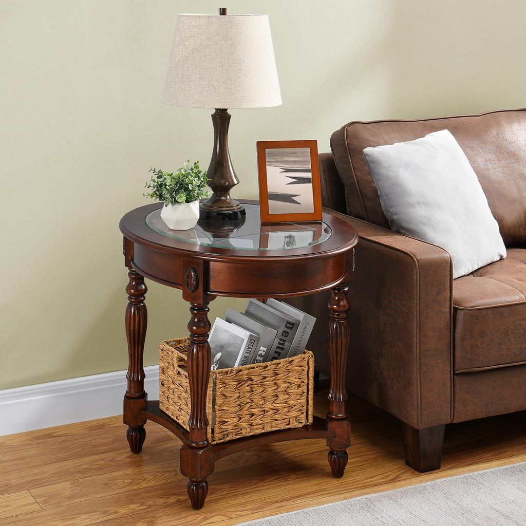 Solid Wood Oval End Table V7837