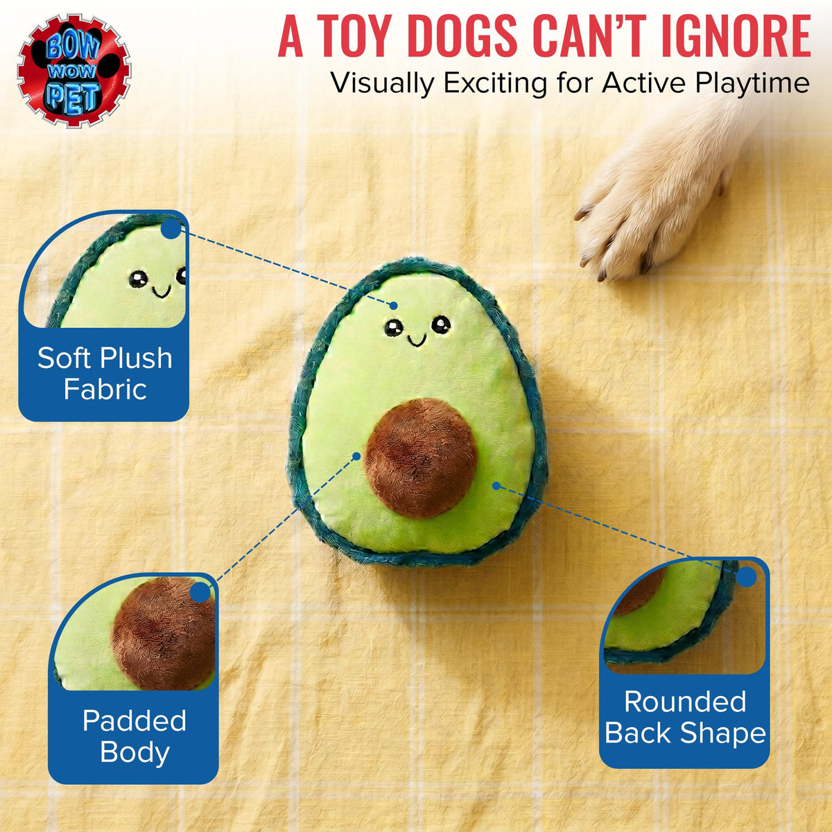 Avocado Plush Dog & Cat Toy with Squeaker T46301
