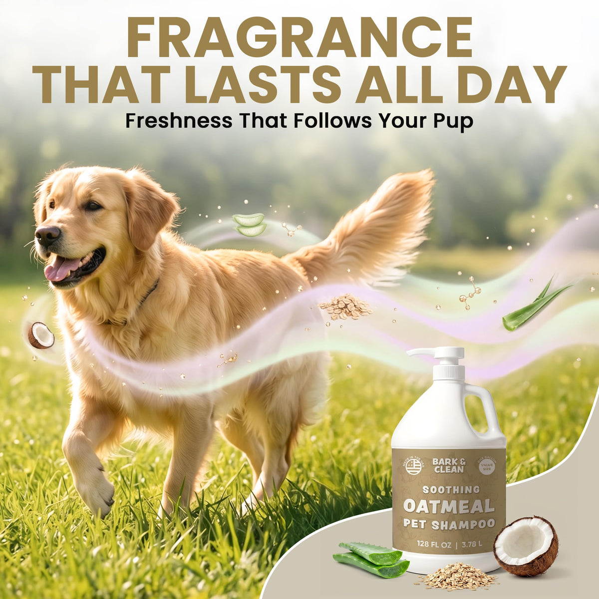 Oatmeal Dog Shampoo 1 Gallon with Pump Hypoallergenic Aloe Vera Coconut Oil U79940