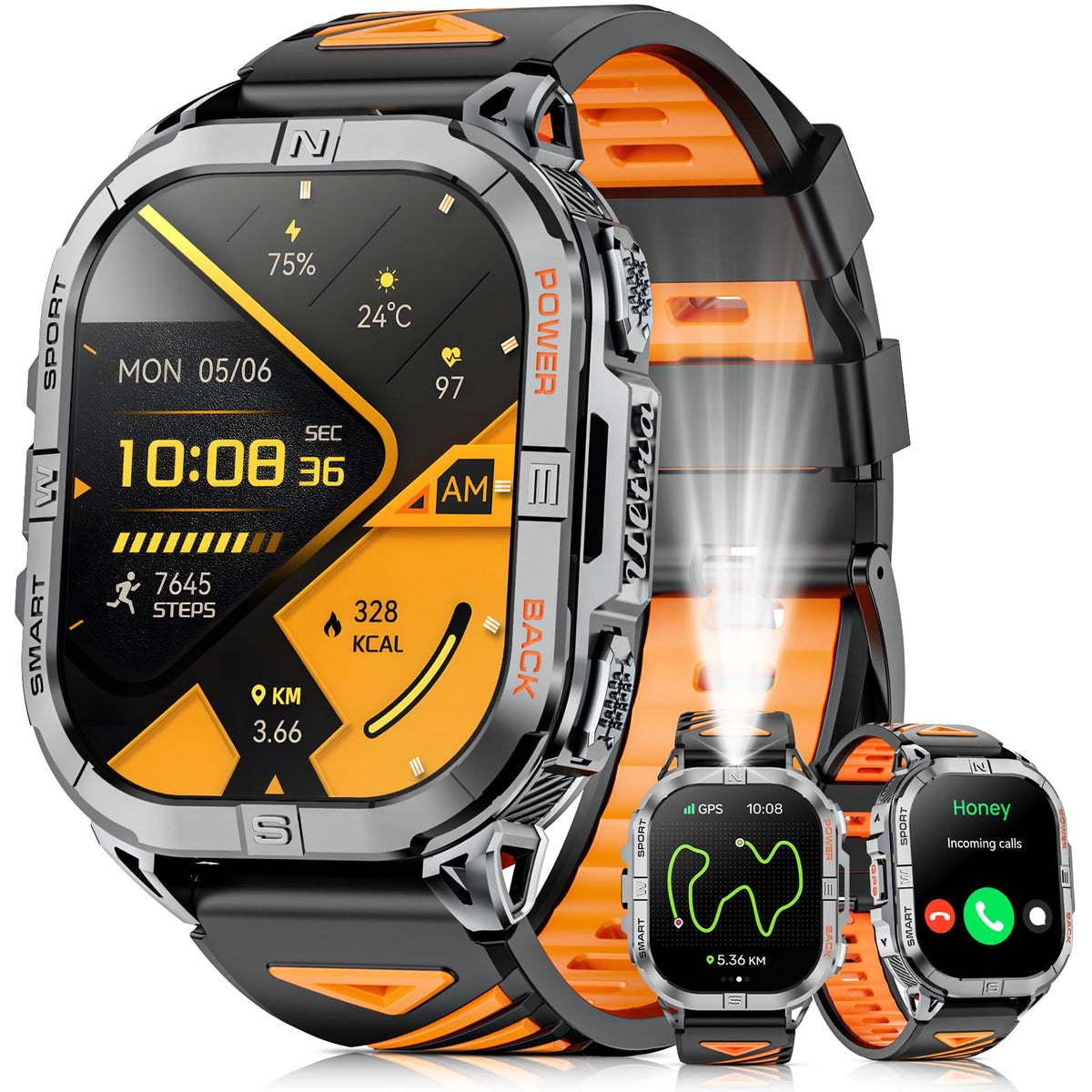 Black GPS Compass AMOLED Smart Watch C716276