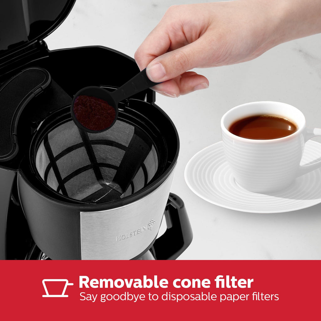 5 Cup Drip Coffee Maker with Glass Carafe Black O53026