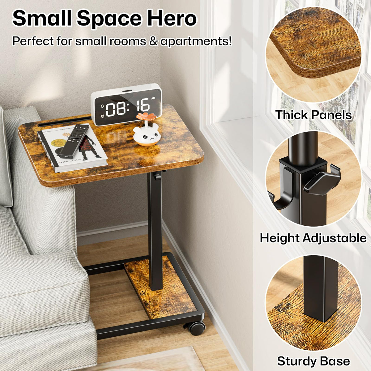 Adjustable TV Tray Table with Wheels Z939