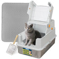Large Stainless Steel Covered Cat Litter Box with Scoop P895972