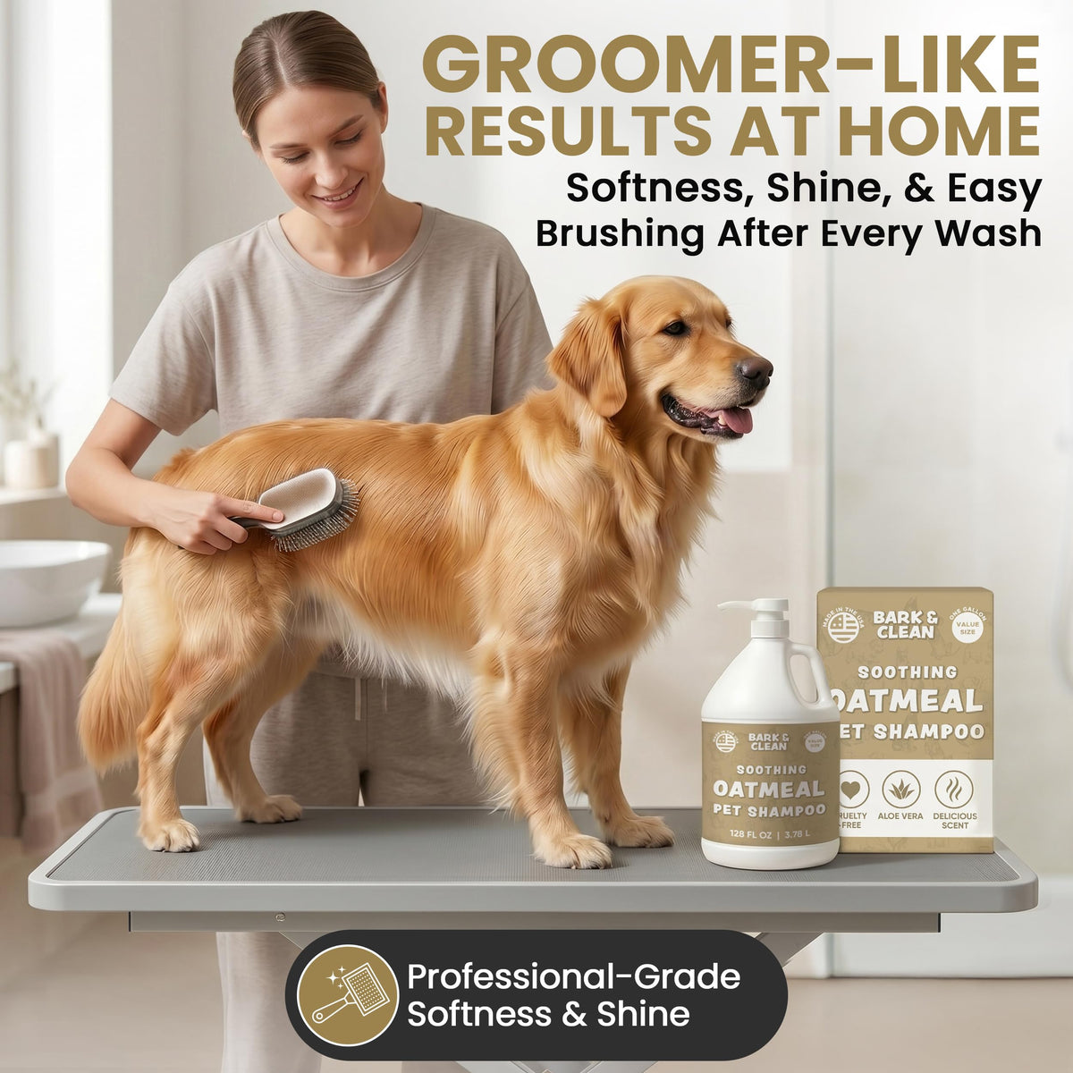 Oatmeal Dog Shampoo 1 Gallon with Pump Hypoallergenic Aloe Vera Coconut Oil U79940