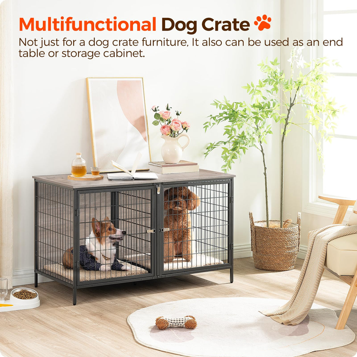 Greige Dog Crate Furniture D387