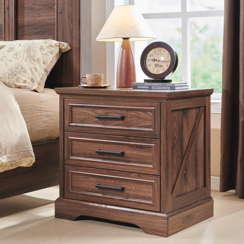 22" Brown Nightstands Set of 2 with 3 Drawers C823532