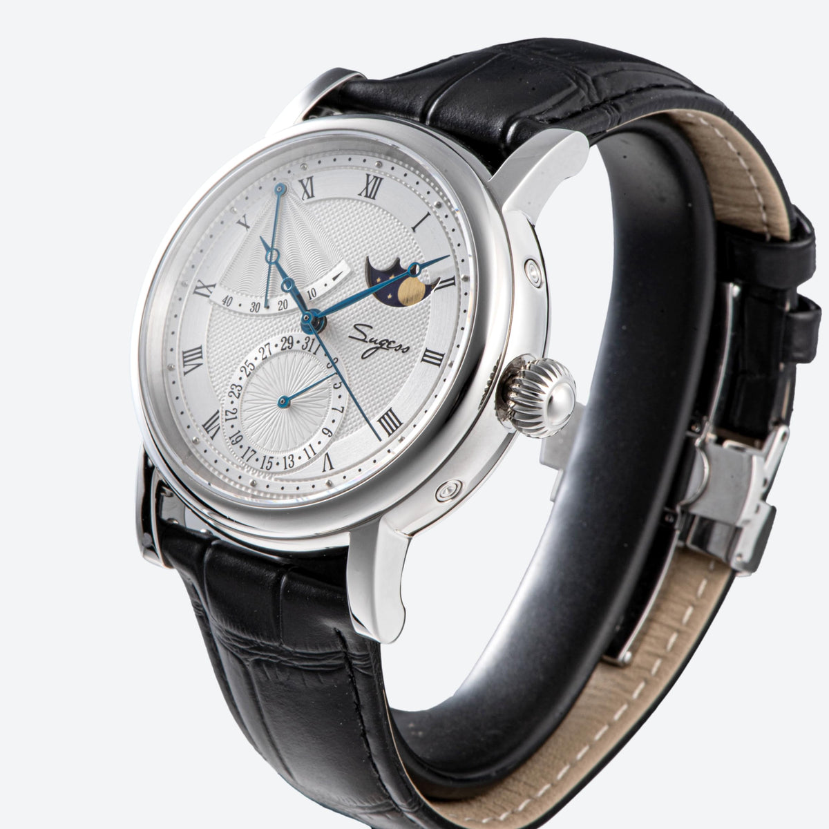 40mm Brown Leather Automatic Mechanical Mens Wrist Watch F399