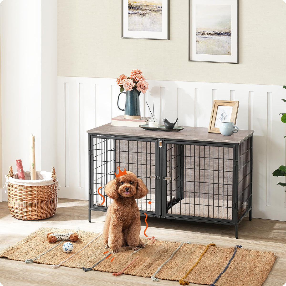 Greige Dog Crate Furniture D387