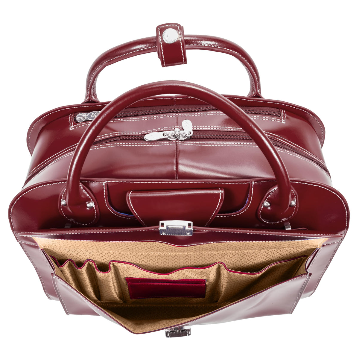 15" Leather Wheeled Laptop Briefcase Bag S154