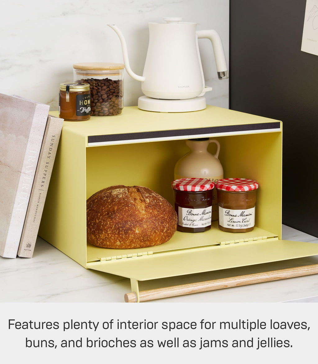 Large Yellow Steel Wood Bread Box H862761