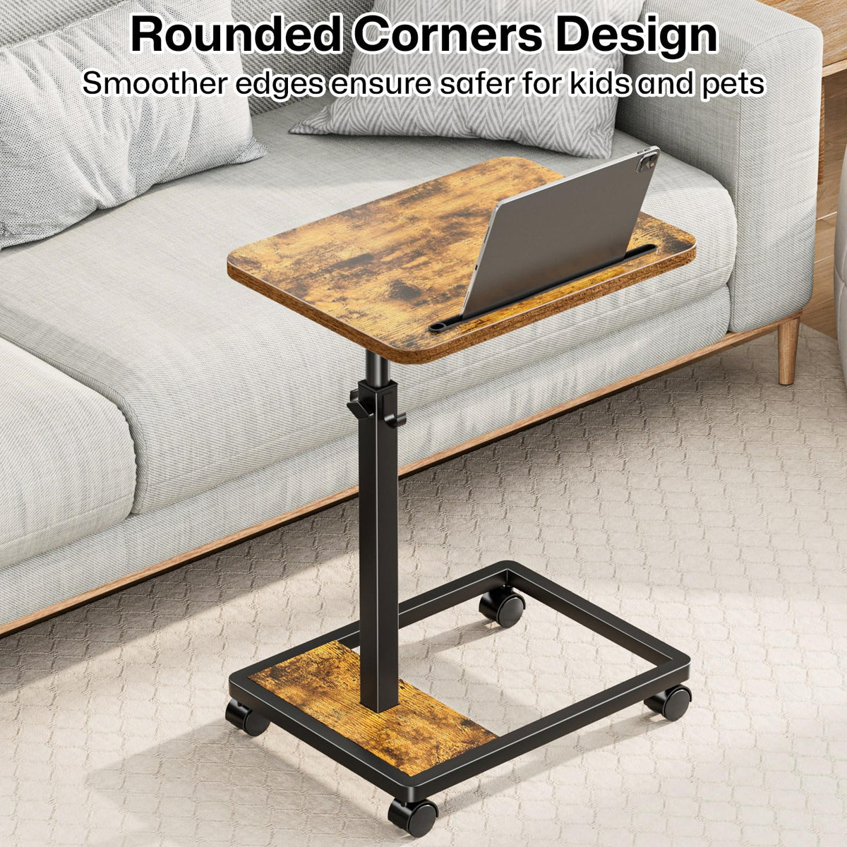 Adjustable TV Tray Table with Wheels Z939