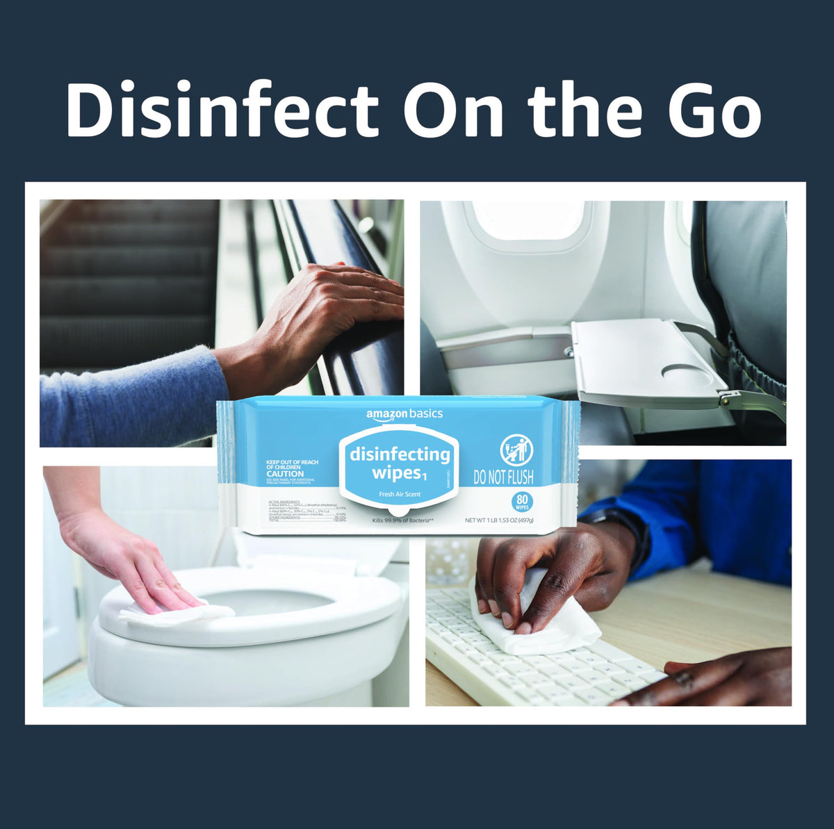 Lemon & Fresh Air Scent Multi-Surface Disinfecting Wipes 320 Count B1272