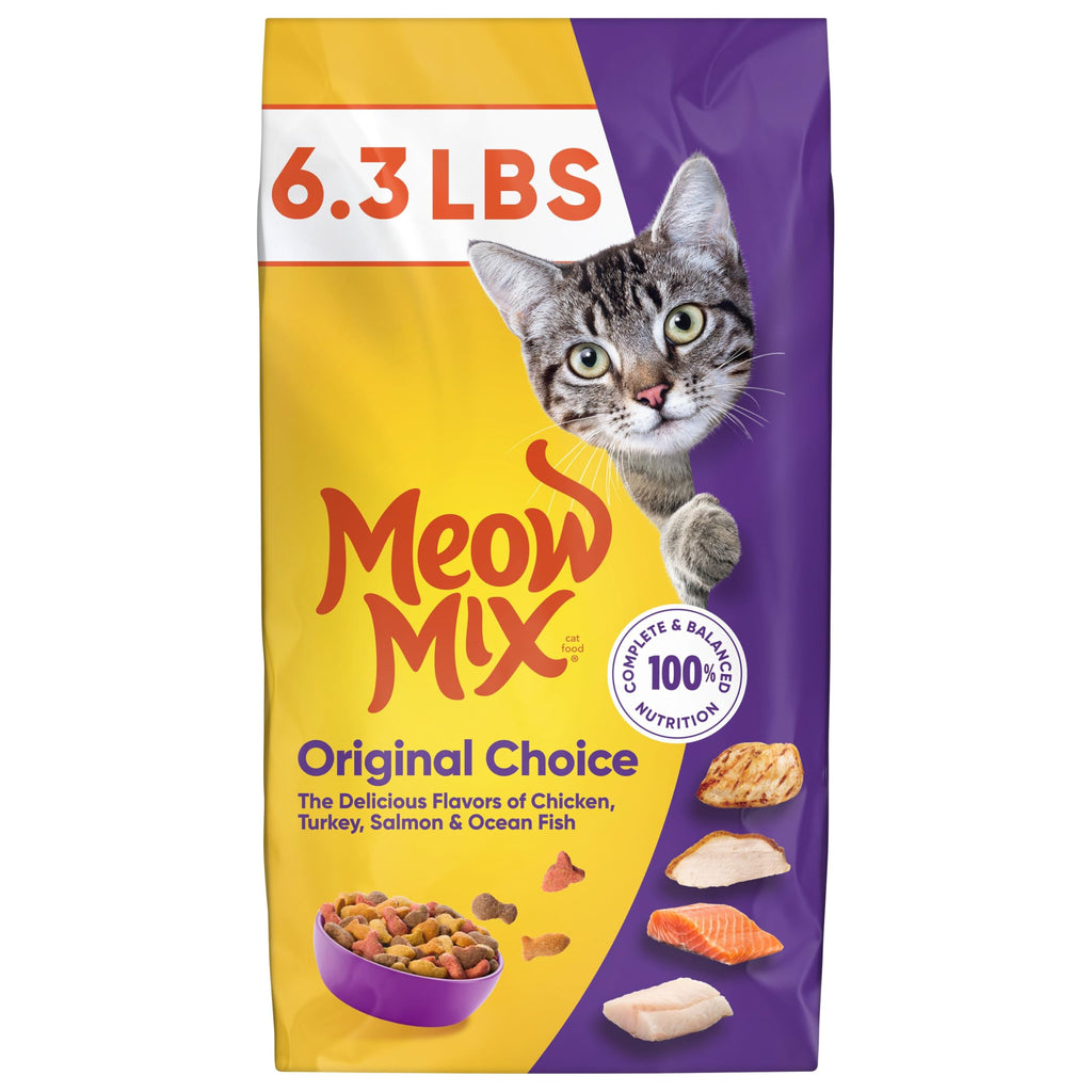 Dry Cat Food 6.3 Pound Bag + Wet Cat Food Variety Pack 2.75 Ounce Cups H671688