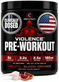 Pre Workout Powder 180 mg Caffeine L Theanine L Citrulline Malate Beta Alanine Alpha GPC 25 Servings Blood Orange S529274