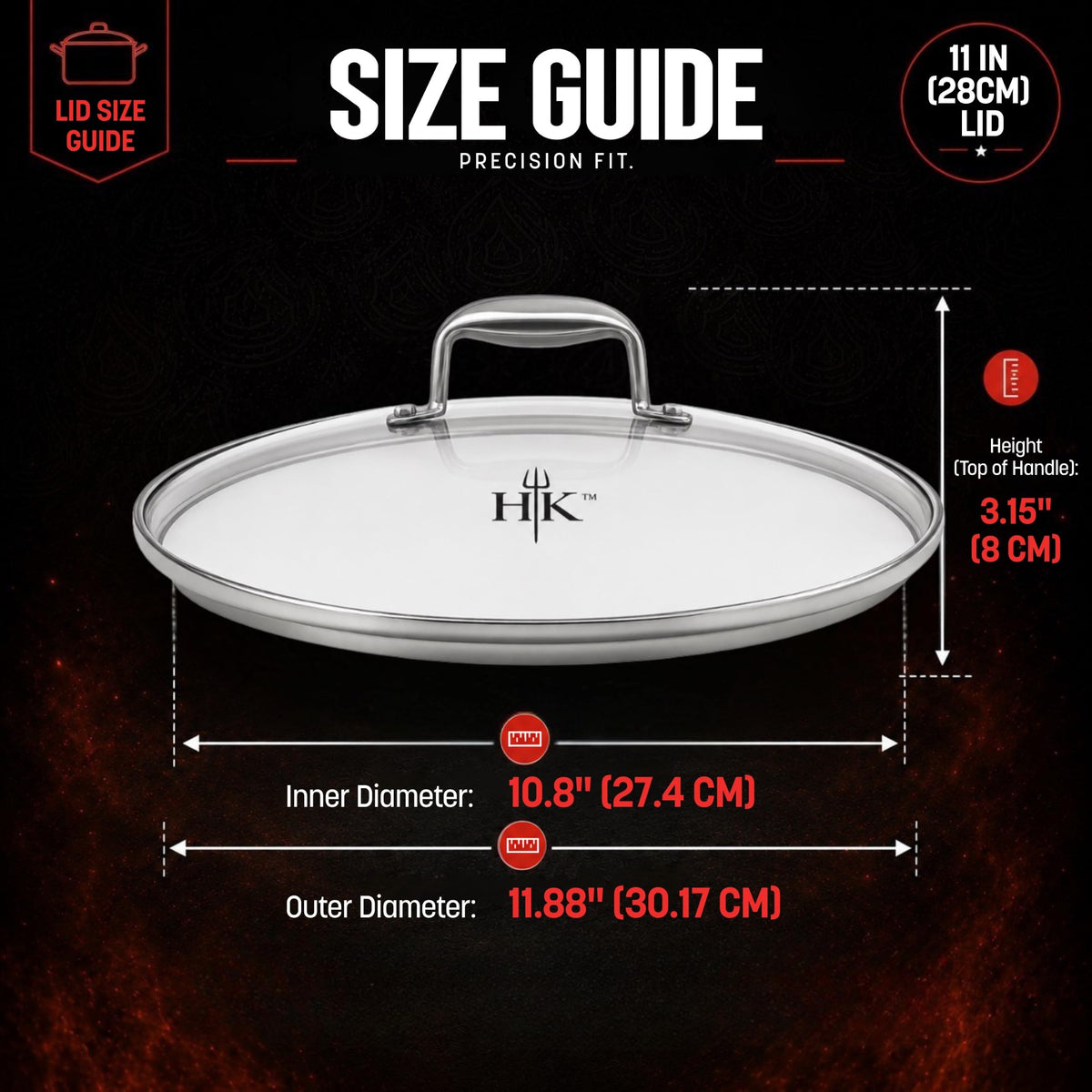 11-Inch Tempered Glass Lid X974