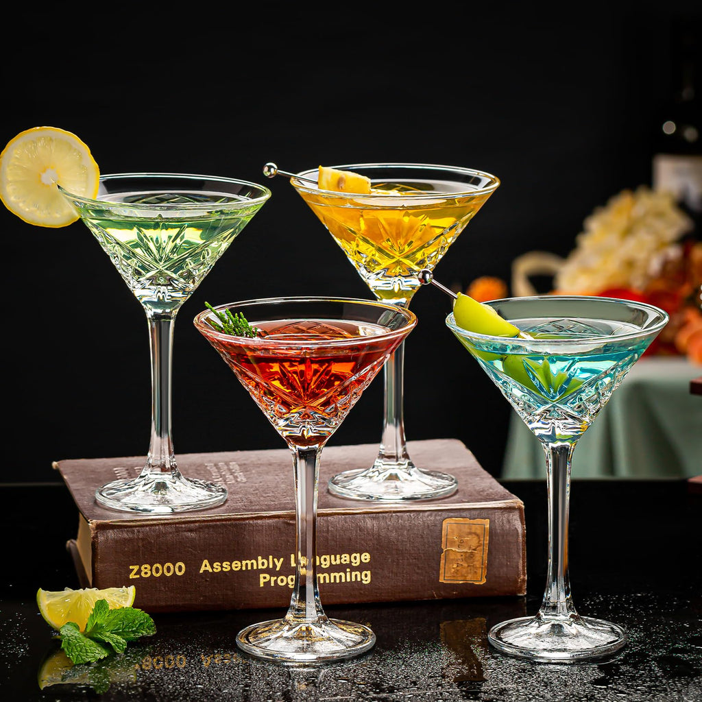Set of 4 Crystal Stemmed Cocktail Glasses E761